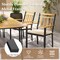 Set of 2 Black Metal Acacia Wood Patio Dining Chairs with Cushioned Seats